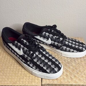 Nike Zoom Air Stefan Janoski Skateboard black white Pattern Sneakers size 10
